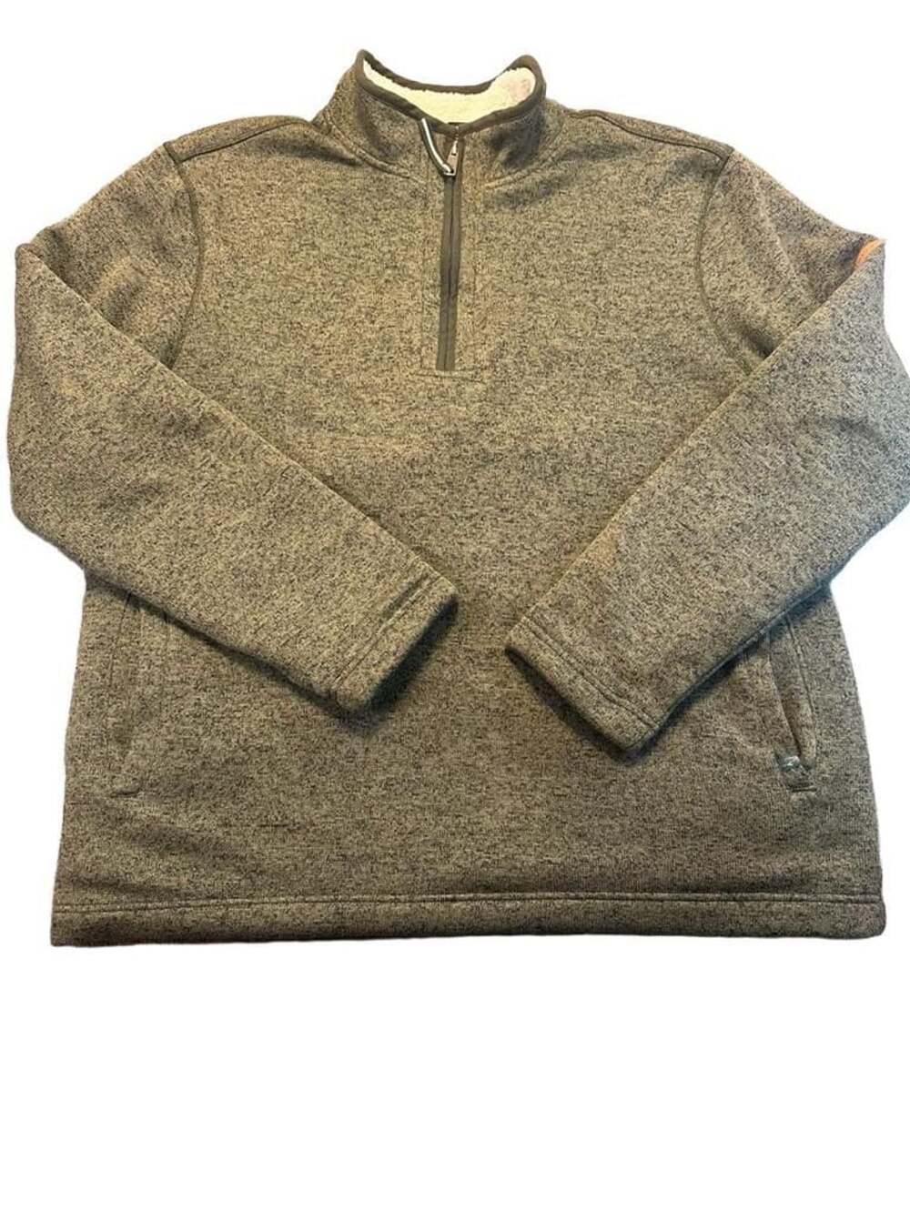 Orvis Sherpa Lined 1/4 Zip Pullover Size XL Green Fleece Sweater Jacket Outdoor